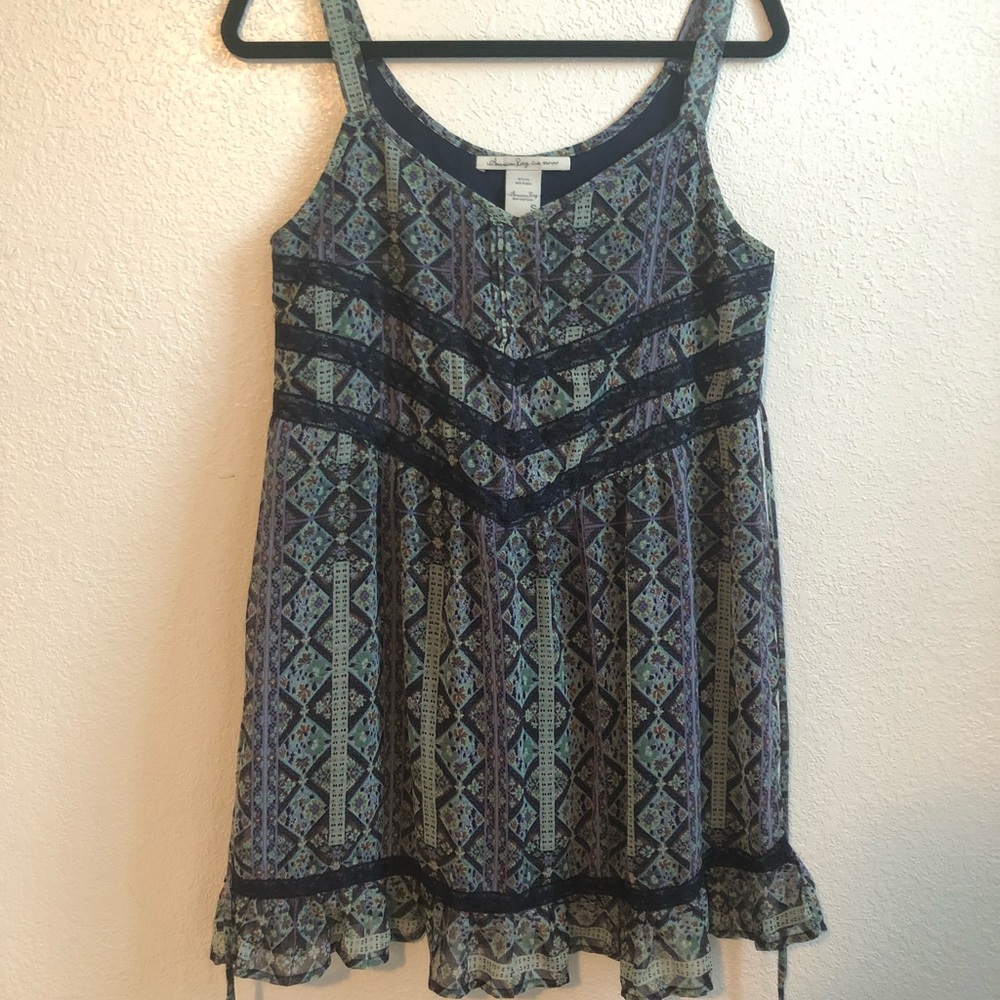 Patterned blue smock Dress American Rag